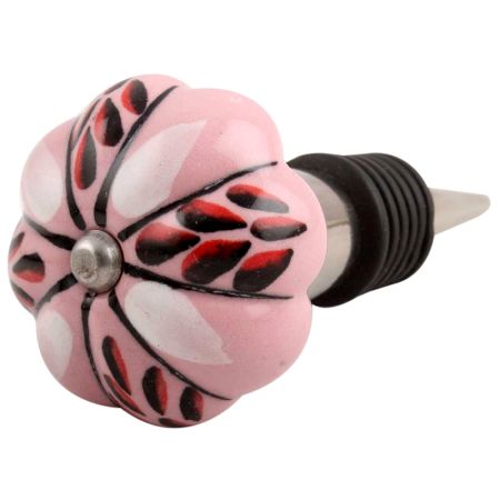 Red And Black Leaf Ceramic Wine Stopper